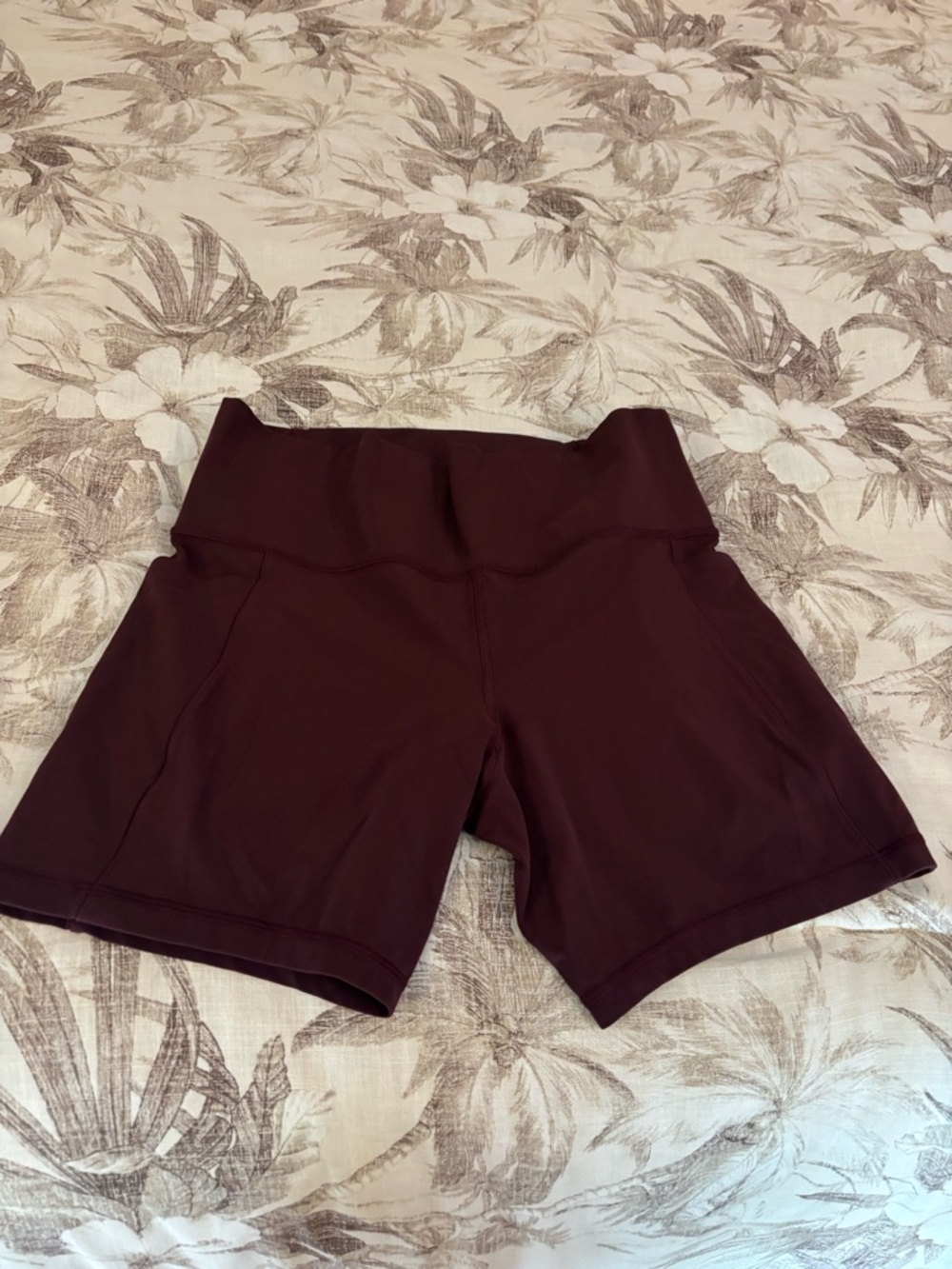 Athleta Maroon High-Rise Bike Shorts